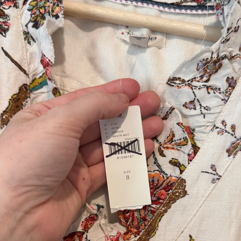 Anthropologie Cream Floral Midi Dress - Picture 10 of 14